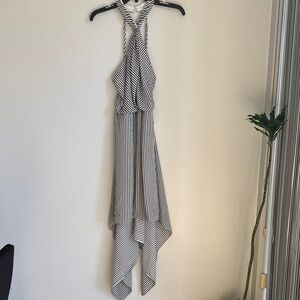 Bishop+young Elegant Black and White Striped Dress open back for women size L